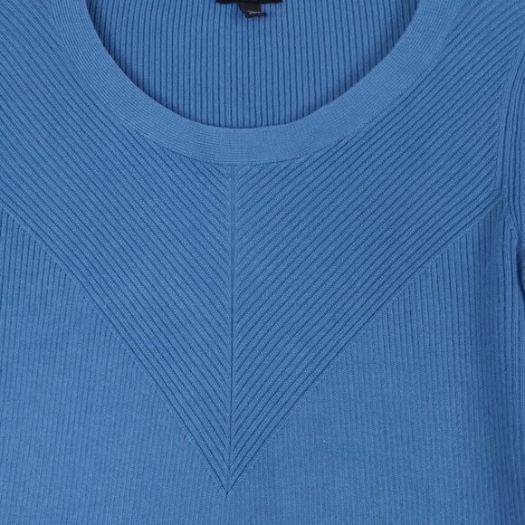 Cornflower Blue Crew Neck Ribbed Long Sleeve Cotton Blend Sweater Sz Sp - Picture 1 of 7